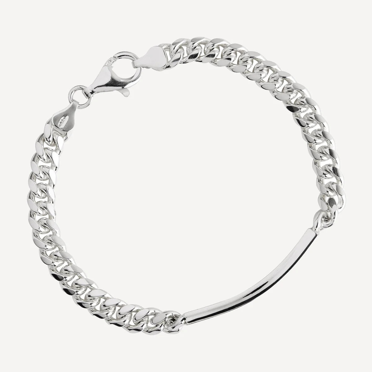 Najo Cuban Men’s Silver ID Chain Bracelet. Design: B9011