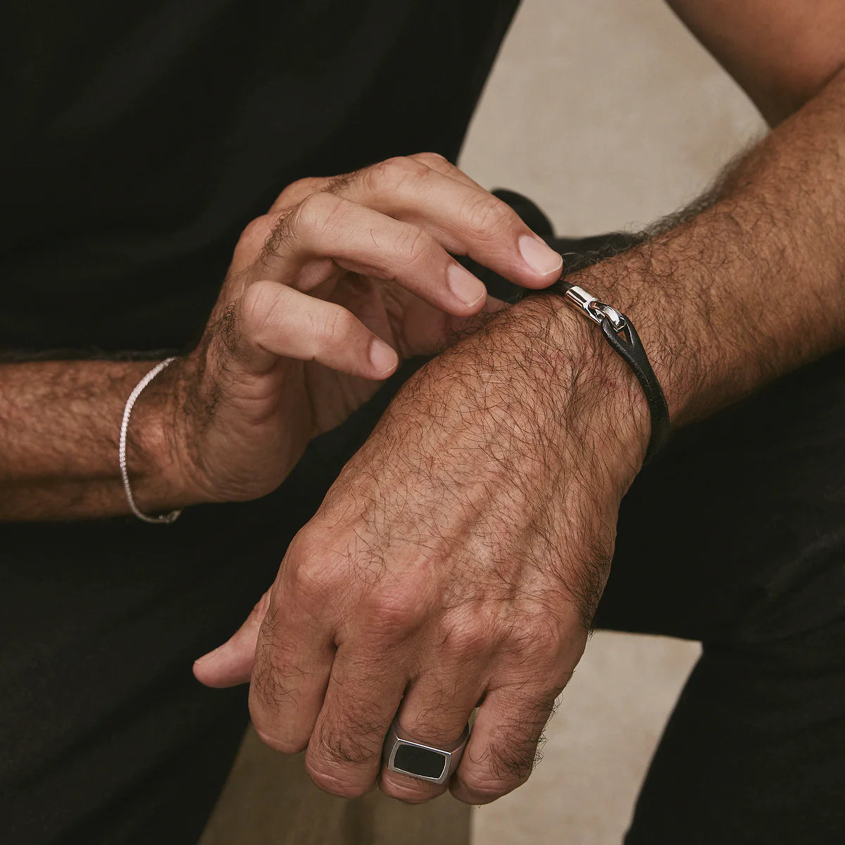 NAjo Kinship Men’s Leather and Steel Bracelet. Design: B9014-21