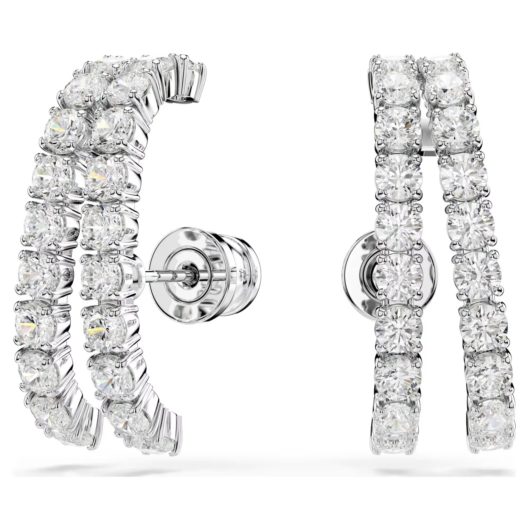 Matrix ear cuffs, Round cut, White, Rhodium plated. Design No: 5705835