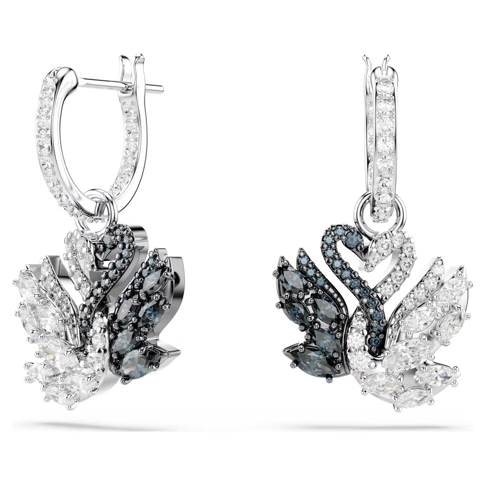 Swan drop earrings, Swan, Black, Mixed metal finish. Design No: 5705728