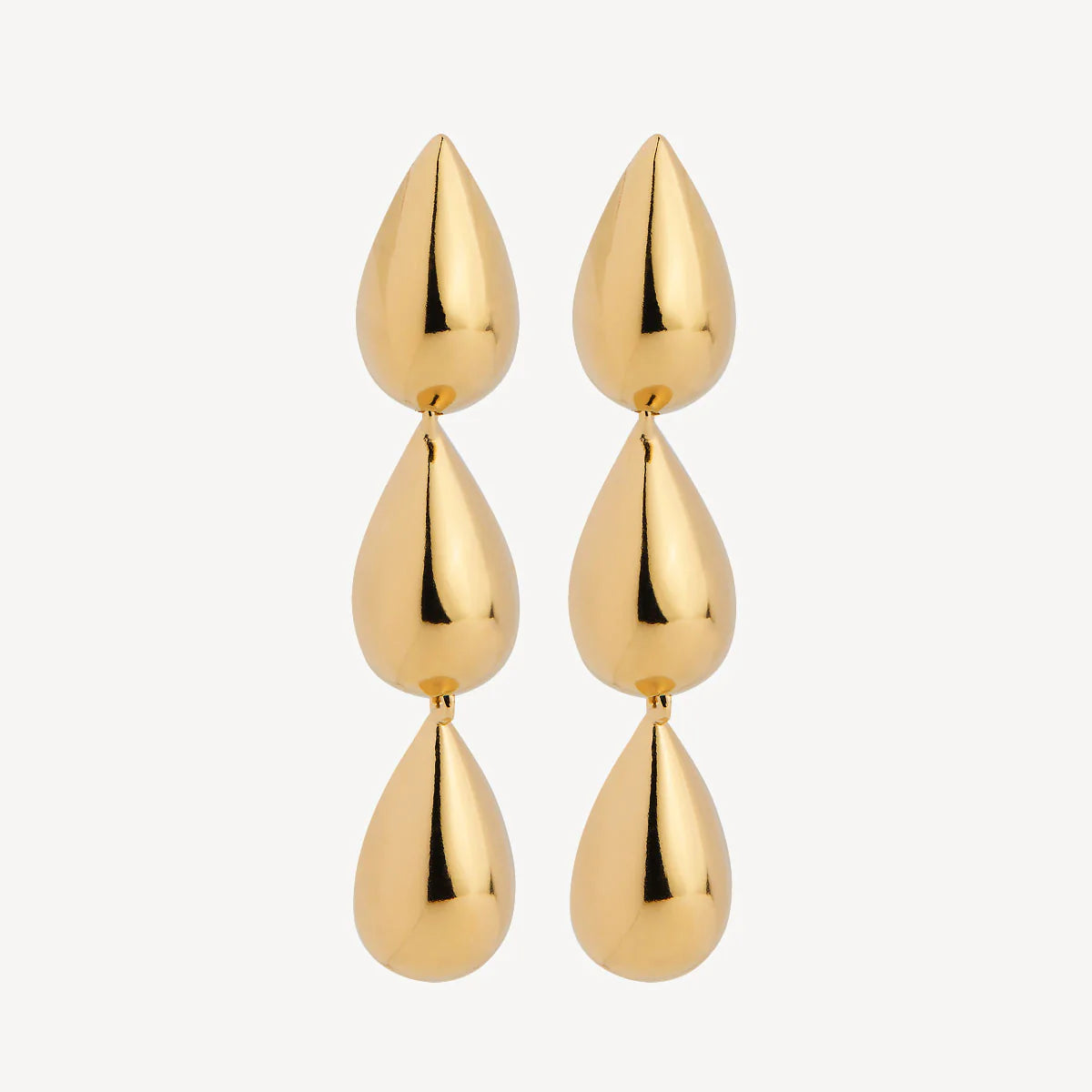 Najo Liora Triple Drop Stud Earrings, Gold Plated. Design: E7420