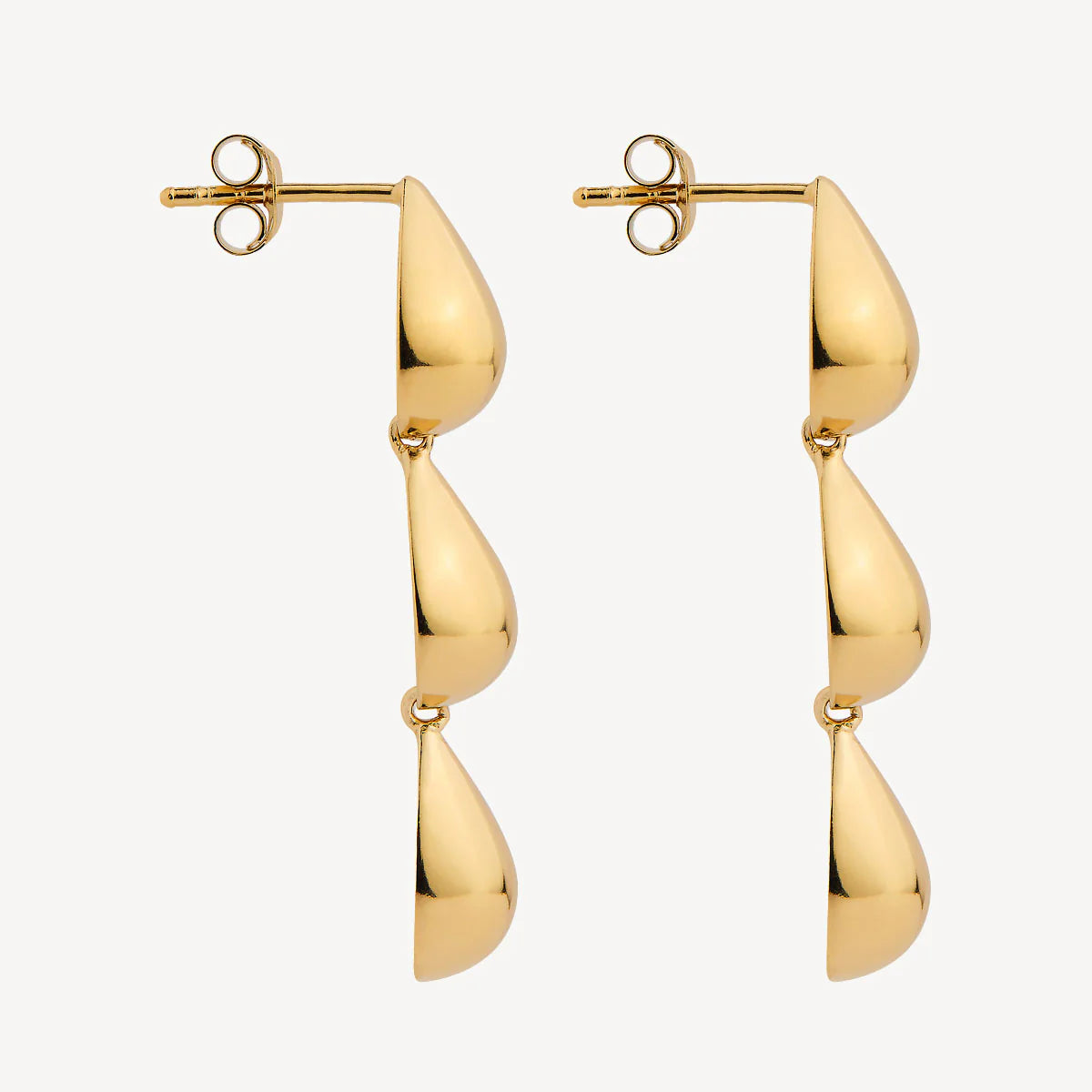 Najo Liora Triple Drop Stud Earrings, Gold Plated. Design: E7420