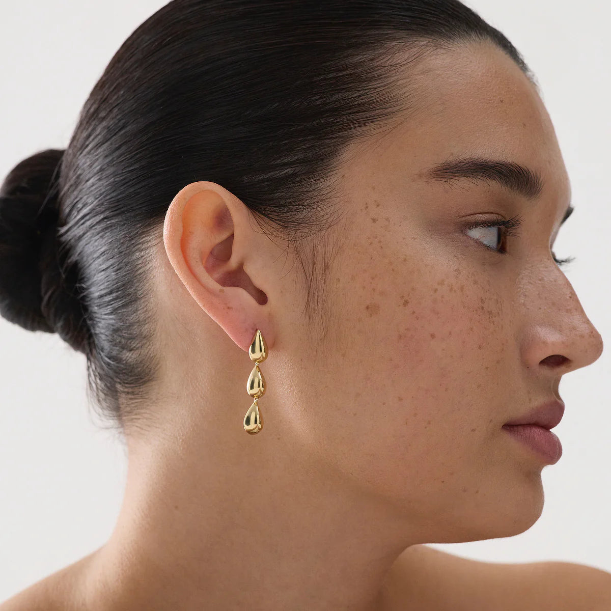 Najo Liora Triple Drop Stud Earrings, Gold Plated. Design: E7420