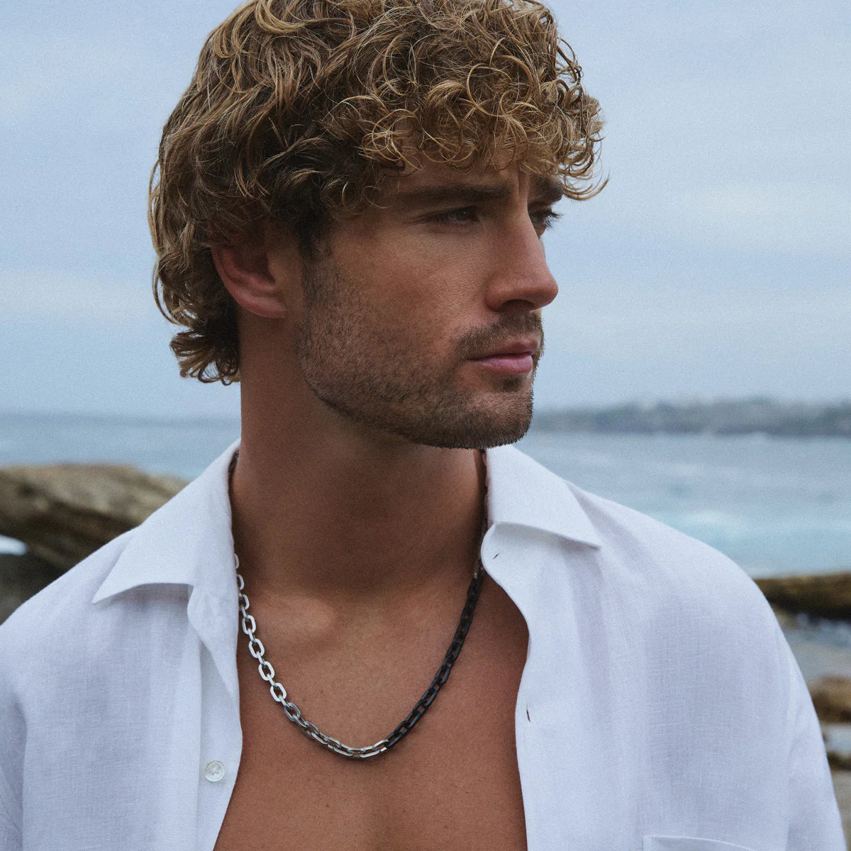 Najo Echo Men's 2-Tone Steel Necklace (60cm+ext). Design No: N9045