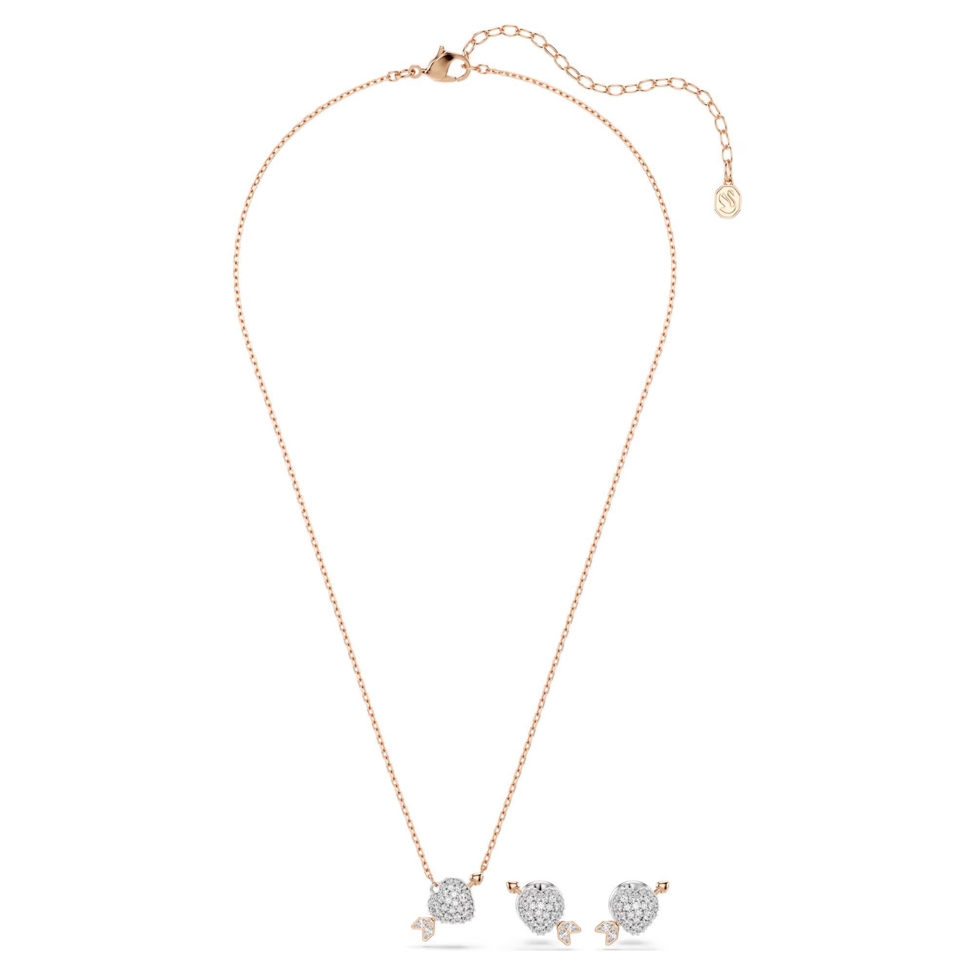 Idyllia set Mixed cuts, Heart with arrow, White, 18k rose gold finish Design 5745580